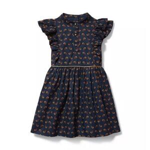 Janie & Jack Toddler Girl Navy Blue Ruffled Paisley Dress